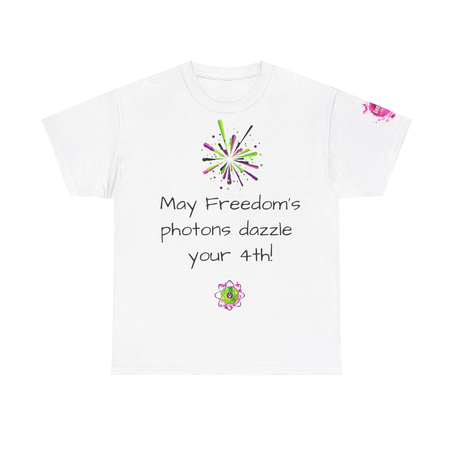 2024 US Independence Day Special Edition: Unisex heavy cotton tee "May Freedom's photons dazzle your 4th"