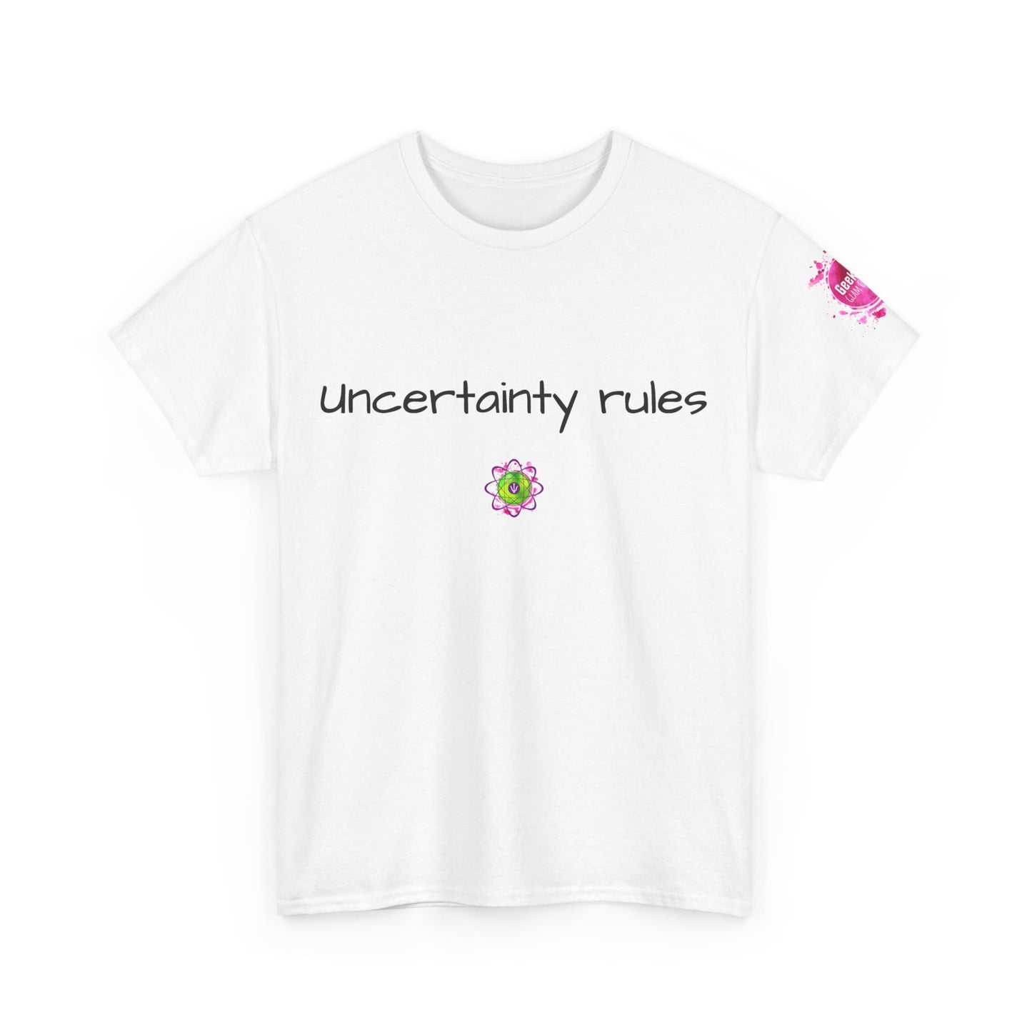 Unisex heavy cotton tee "Uncertainty Rules"
