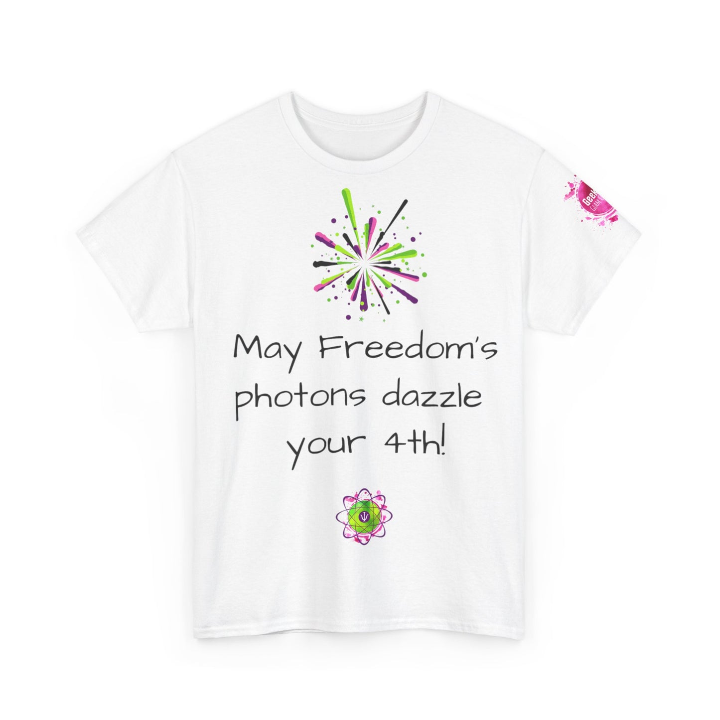 2024 US Independence Day Special Edition: Unisex heavy cotton tee "May Freedom's photons dazzle your 4th"